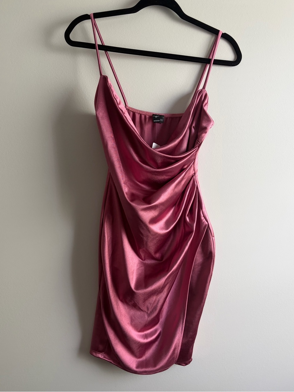 Windsor NWT Mauve Satin Cowl Neck Mini Dress Medium Y2K Coquette Date Night